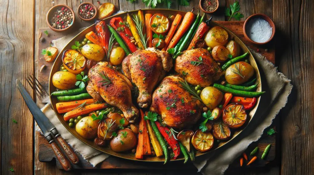 Baked chicken and vegetables