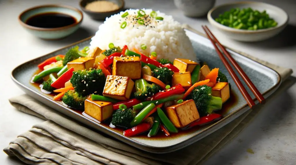 Tofu stir-fry with rice