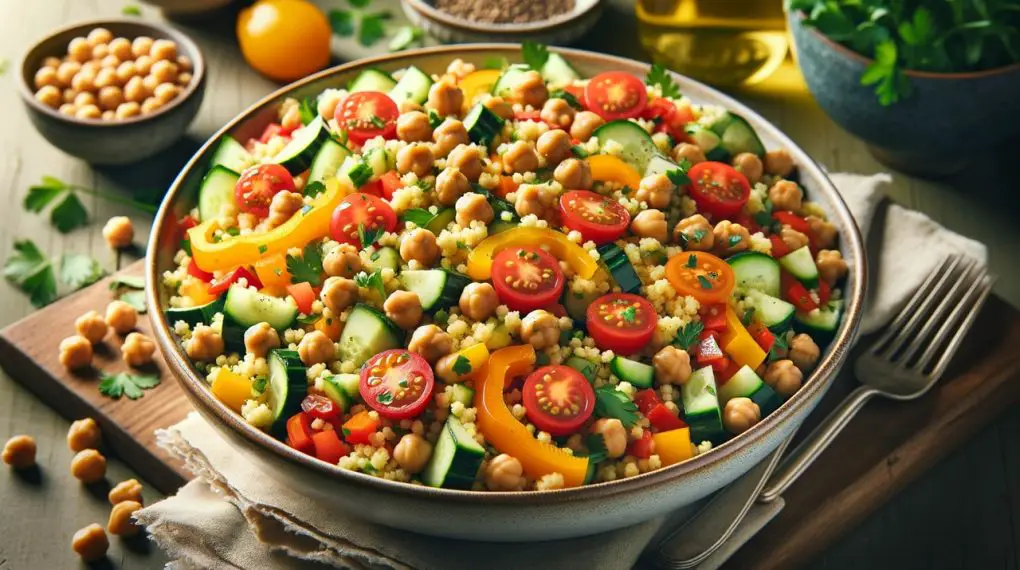 Chickpea and vegetable couscous salad